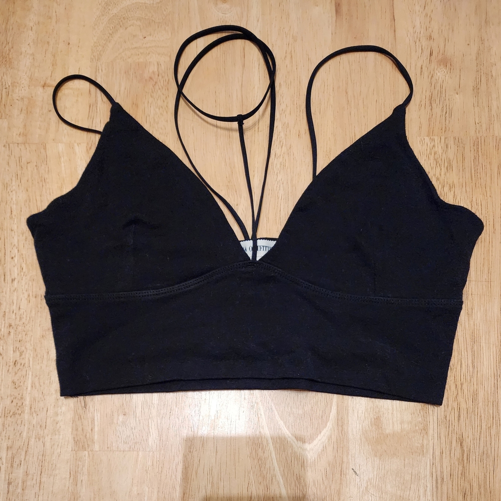 Black Strappy Longline Bralette Size L